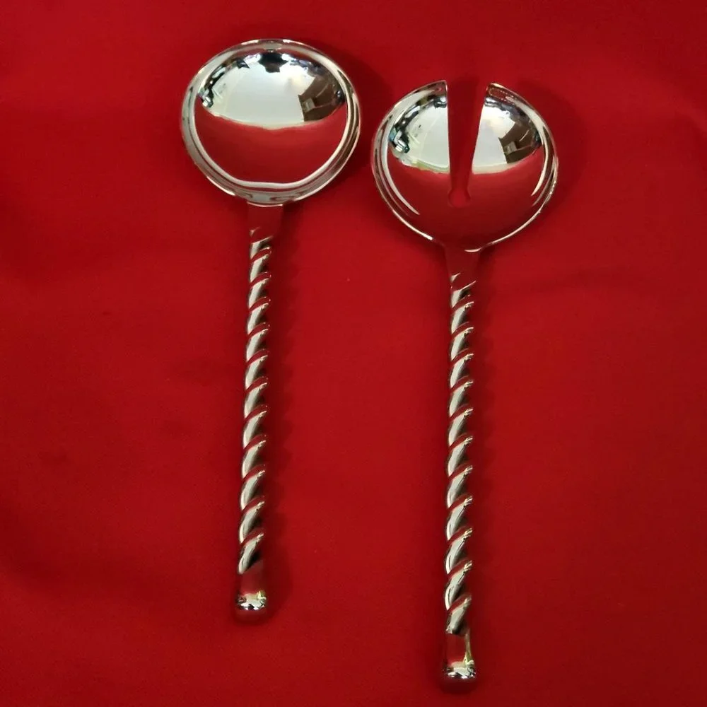 Stainless Steel Pasta Salad Spoon Fork Utensils Twisted Handles